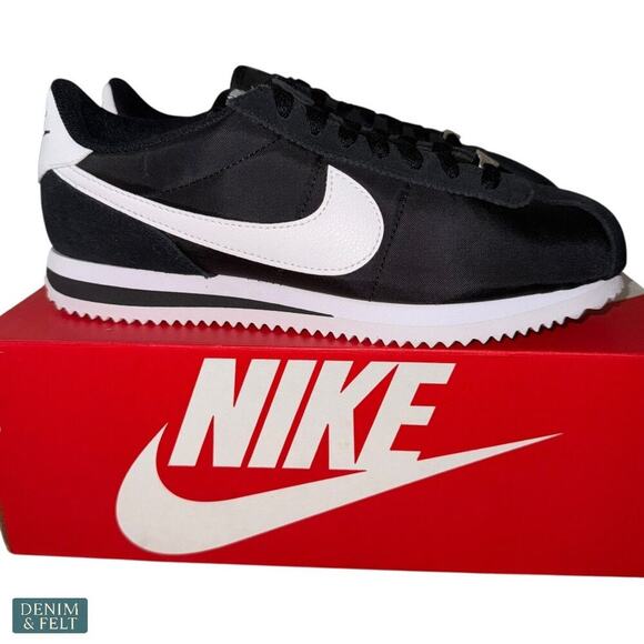 Nike Cortez Textile Black White Sneakers Women’s 7.5 Running Heritage Shoe NEW - Picture 10 of 14